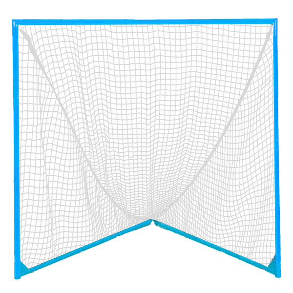 6x6 official size lacrosse goal Fully Customizable 1.5" Reinforced  Steel pipes Includes 5mm official style polyester net extremely durable 90 degree  corners 6 piece set up makes for easy assembly Equipped with stringing loops for quick and simple net attachment